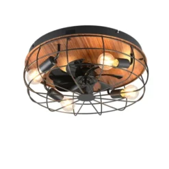 Trio Lighting Trondheim loftventilator med lys, træ