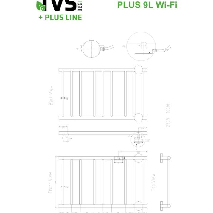 TVS Plus 9L håndklædetørrer, el, 50x86 cm, guld