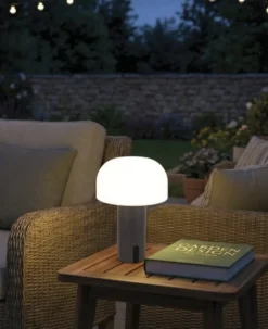 Veli Line Shape genopladelig bordlampe, grå