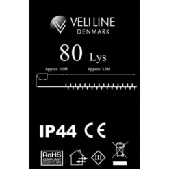 Veli Line udendørs lyskæde, batteri, ravfarvet lys, 6 meter