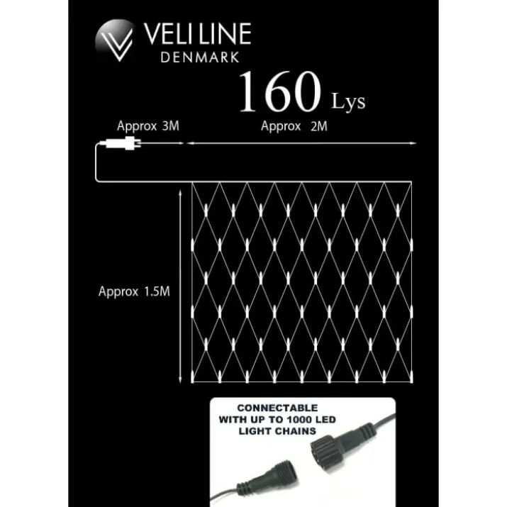 Veli Line udendørs lysnet, varm hvid lys, 2x1,5 meter