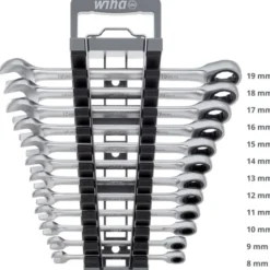 Wiha ring-skralde-nøglesæt 8-19mm - 12 gaffelnøgler
