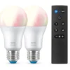 Wiz E27 standardpære med fjernbetjening, 2200K-6500K, 8W, 2-pak